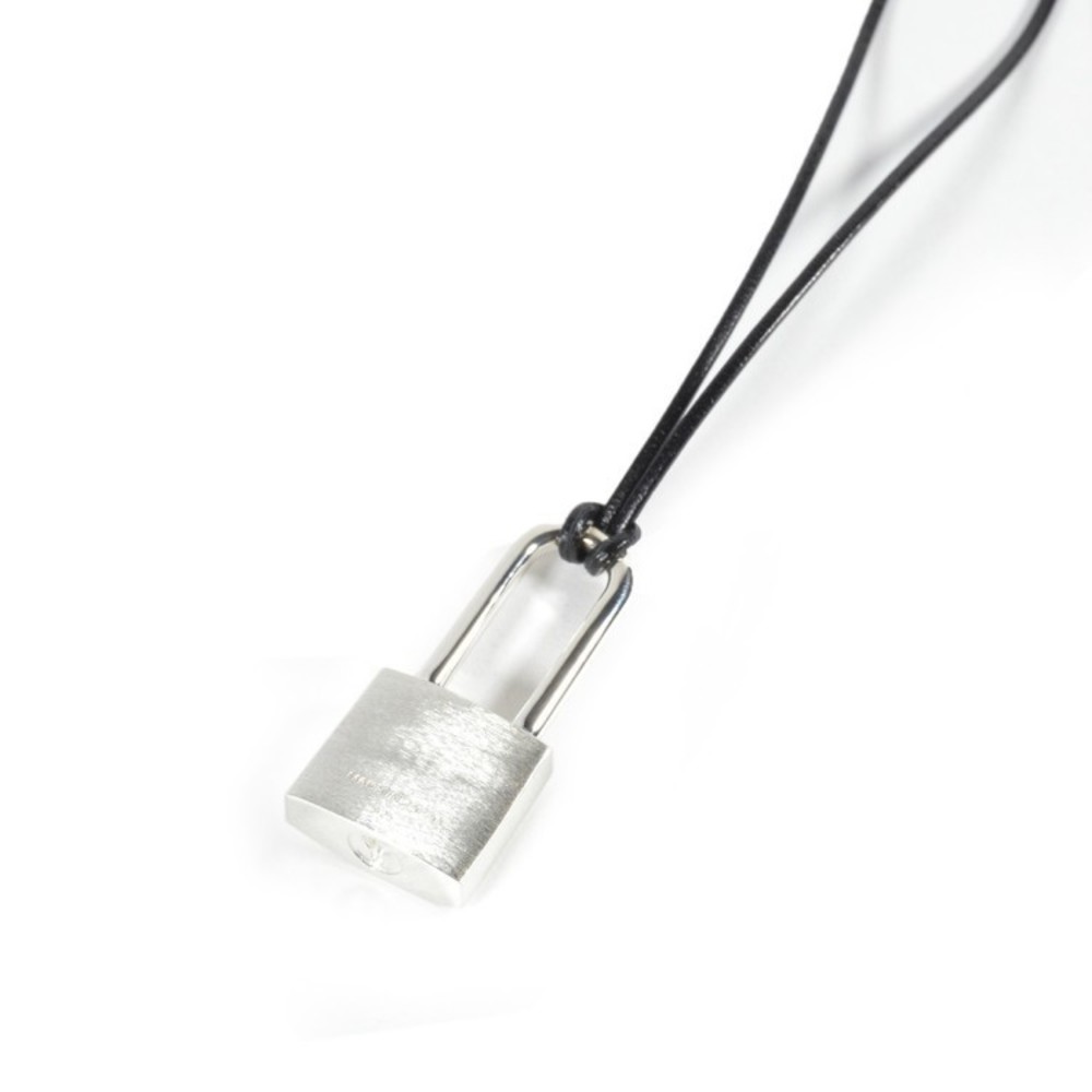 Ambush Long Leather Necklace With Silver Padlock - NWT - Picture 2 of 2
